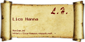Lics Hanna névjegykártya